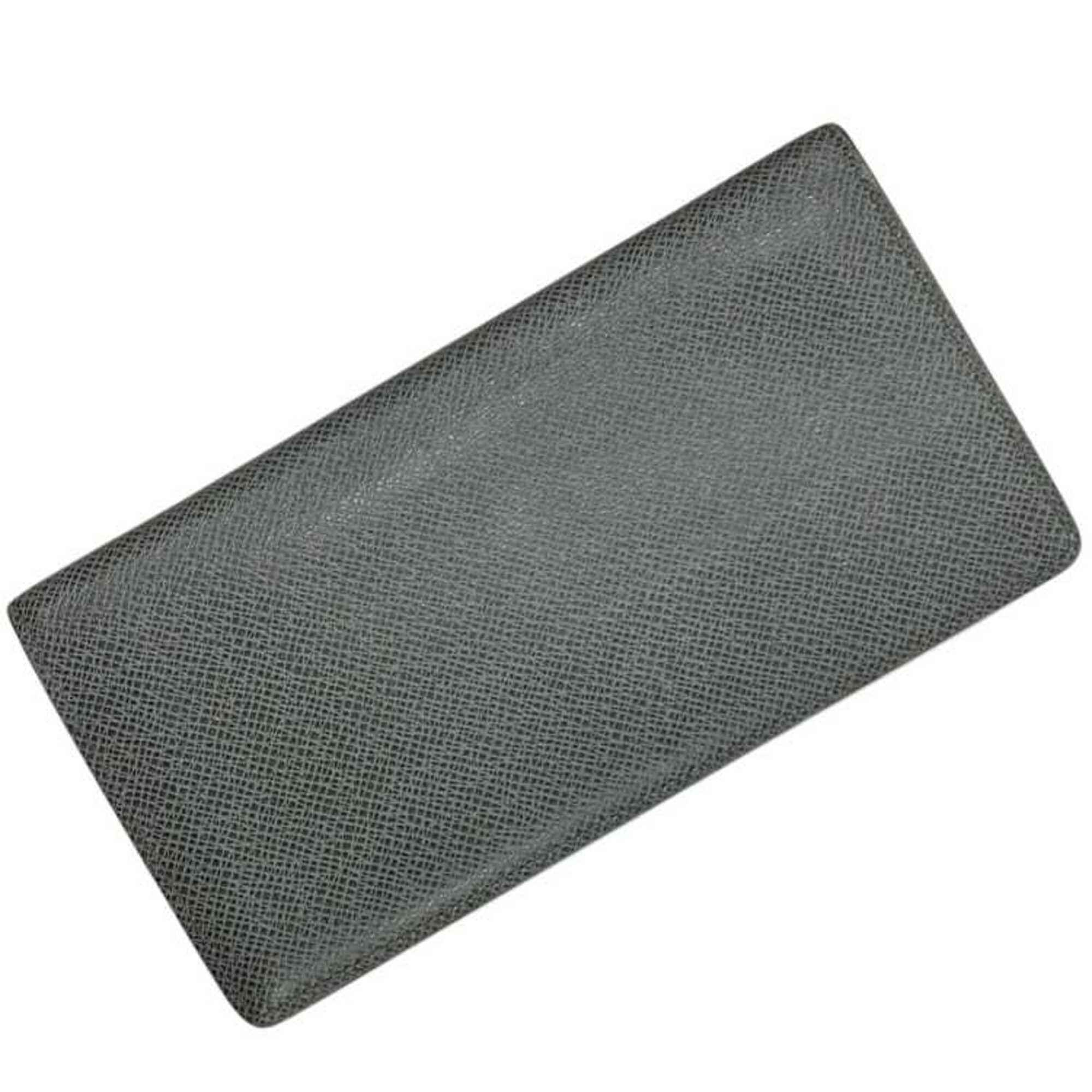 Louis Vuitton Bi-Fold Long Wallet Portefeuille Brazza Grey Glacier Taiga M326...